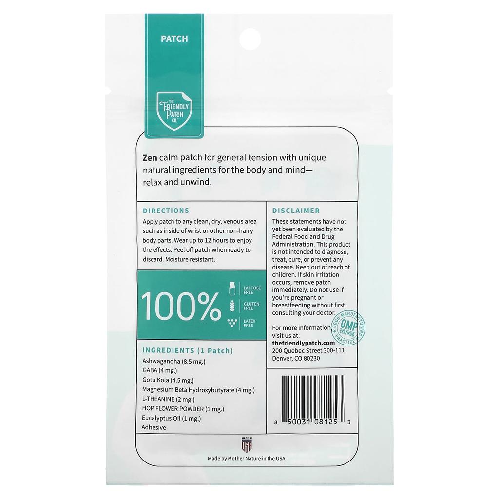 The Friendly Patch Zen Stress Patch, 8 Packs