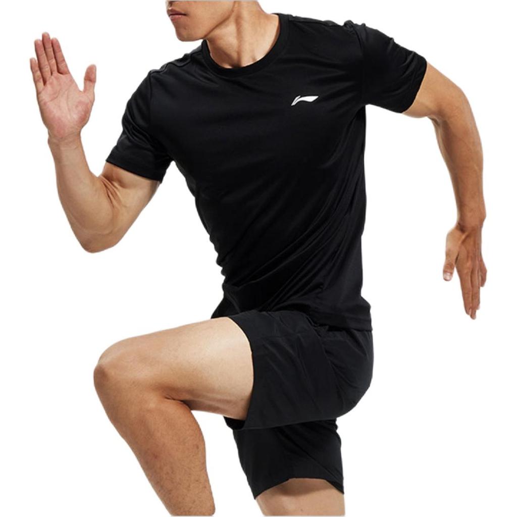 Li Ning Training Series Trendy Solid Color Logo Breathable Sports Short Sleeve T-Shirt Unisex T-Shirts Black ATSS463-1(TEAM702-3.4.18)