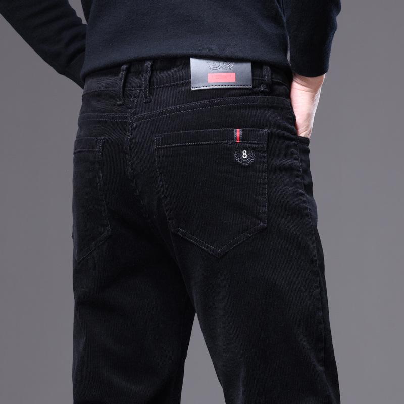 Мужские классические брюки вельветовые эластичные узкие деловые повседневные с пятью карманами