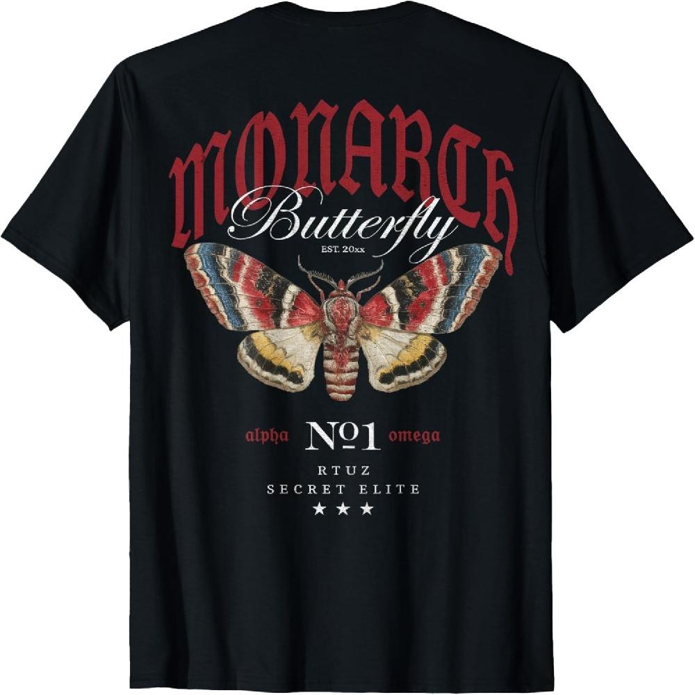 Back Print Streetwear Hip Hop Retro Vintage Moth Butterfly T-Shirt1