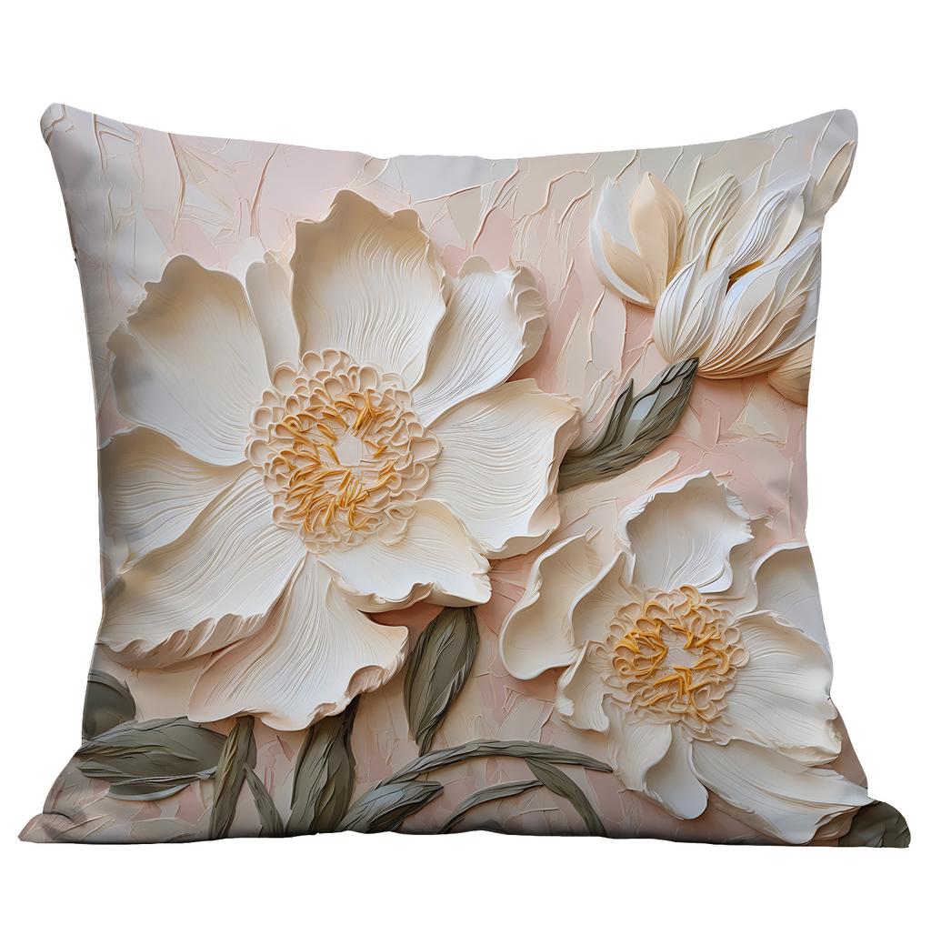 Новая наволочка с цветочным принтом, имитирующая трехмерный стиль масляной живописи, креативная цветочная, для дома, гостиной, диванной подушки