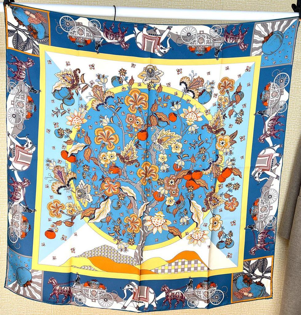 Шелковый твиловый шарф Silk Road в черно-белом французском стиле для весны/лета