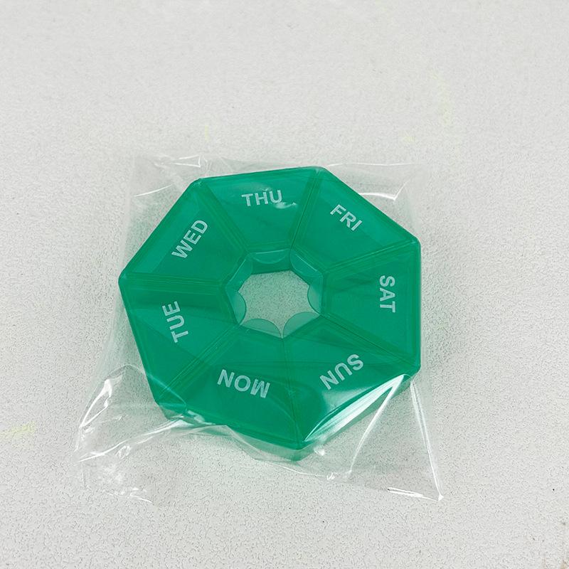 7-Day Portable Round Pill Organizer with Compartments - Weekly Travel Dispenser & Mini Jewelry Box