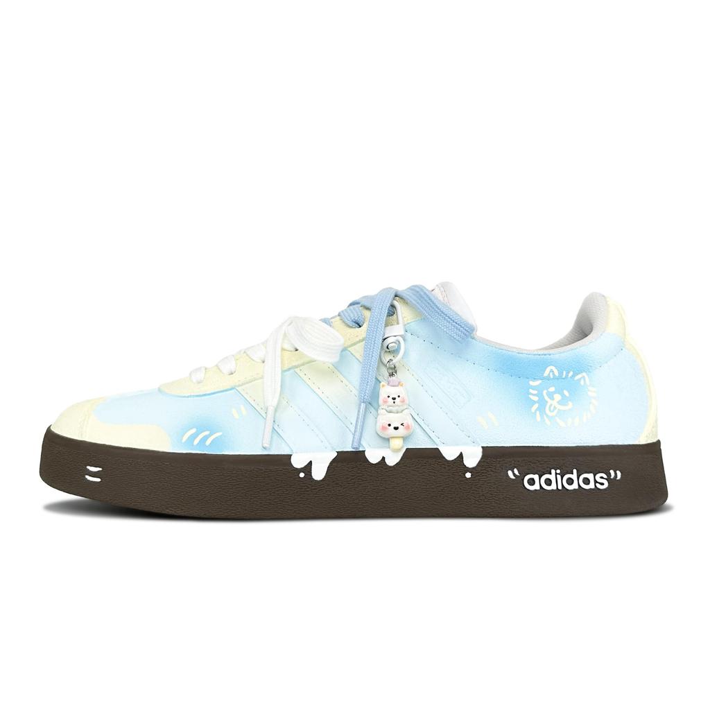 Adidas VL COURT 2.0 Puppy Ice Cream Abrasion Resistant Low top Skateboard Shoes Unisex Blue White JS3003(Team879-)