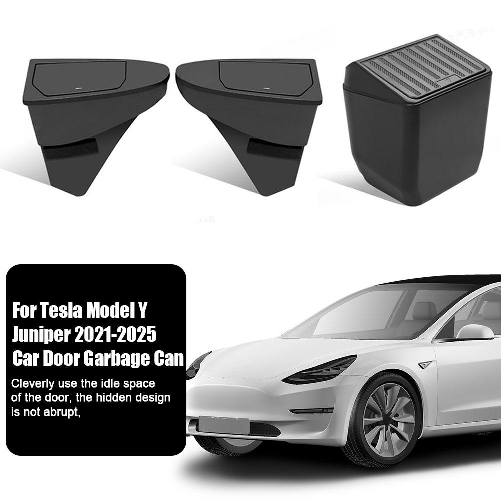 For Tesla Model Y Juniper 2025-2025 Front Rear Door Storage Slot Front Door Trash Garbage Bin Waterproof Storage Box Car Accesso
