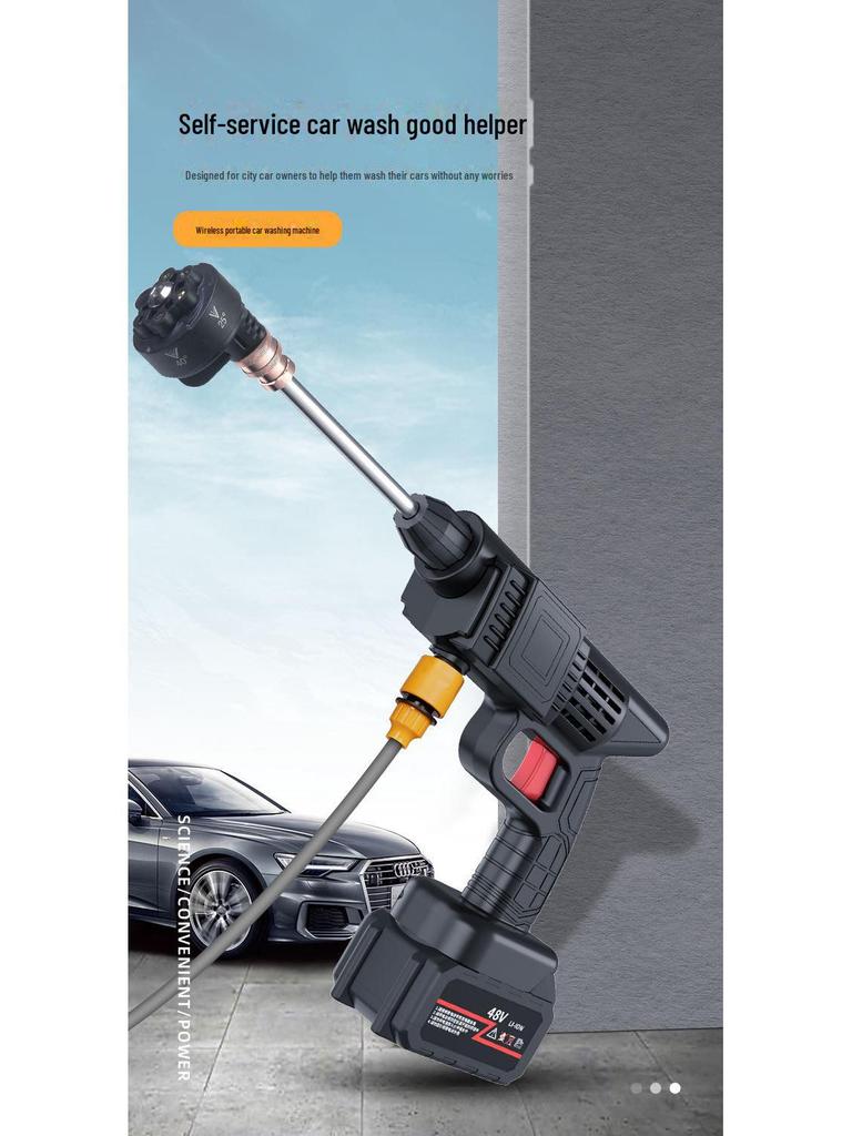 Аккумуляторный беспроводной пистолет высокого давления для мойки автомобилей с литиевой батареей
