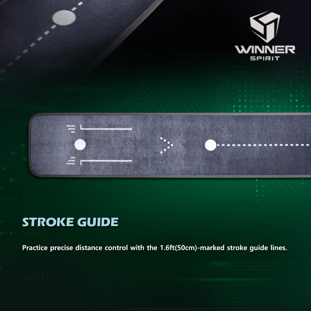 WINNER SPIRIT Miracle 580v3 Golf Putting Mat Green Indoor with Electric Autoball Return Silent Quiet Noise Home Office Gift (V3-Gray)