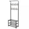 Coat Rack - vidaXL - 68x32x182.5cm - Black - Shoe Storage - Contemporary Design