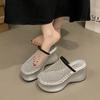 2025 Summer New Design Mesh Hollow Breathable Bag Head Half Slippers Women's Thick Bottom Roman Muffin Cool Slippers