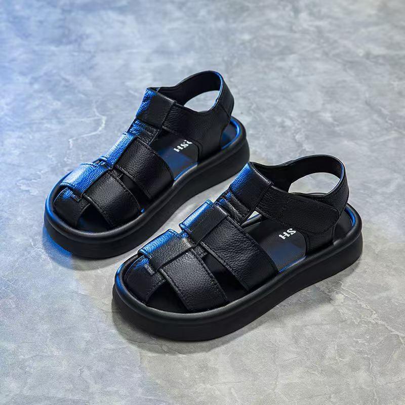 Leather boys bag head sandals summer new children's sandals summer boys sports soft-soled girls shoes
