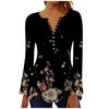 Рубашки на пуговицах для женщин, туники с принтом, топы, нарядные повседневные блузки с длинными рукавами и V-образным вырезом в виде колокольчика