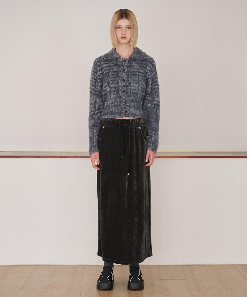 Etmont Velvet Banding Logo Skirt, Charcoal
