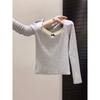 Square Collar Top Skinny Spice Girl Inner Bottoming Shirt Autumn Lace Long-sleeved Knitted Shirt Women's Sweater