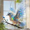 Bluebird Hanging Decoration Stained Glass Art Bird Ornament 2D Flat Acrylic Pendant for Window Wall Home Garden Decor