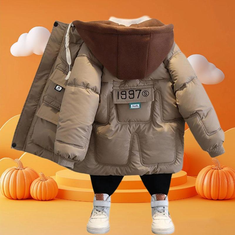 Зимние теплые куртки Детское повседневное зимнее пальто с флисовой подкладкой Толстое стеганое пальто для мальчиков