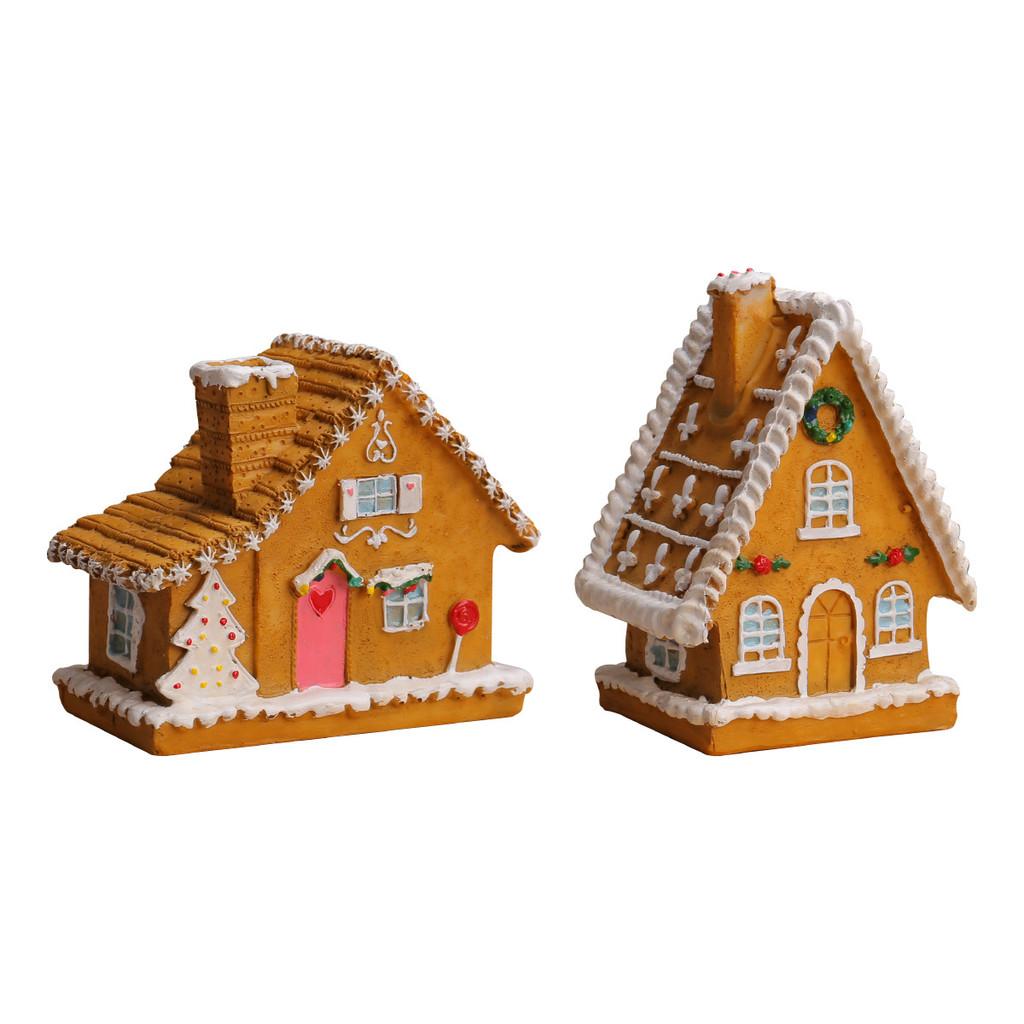 Resin Christmas Village Small House With Light For Seasonal Gift And Decor