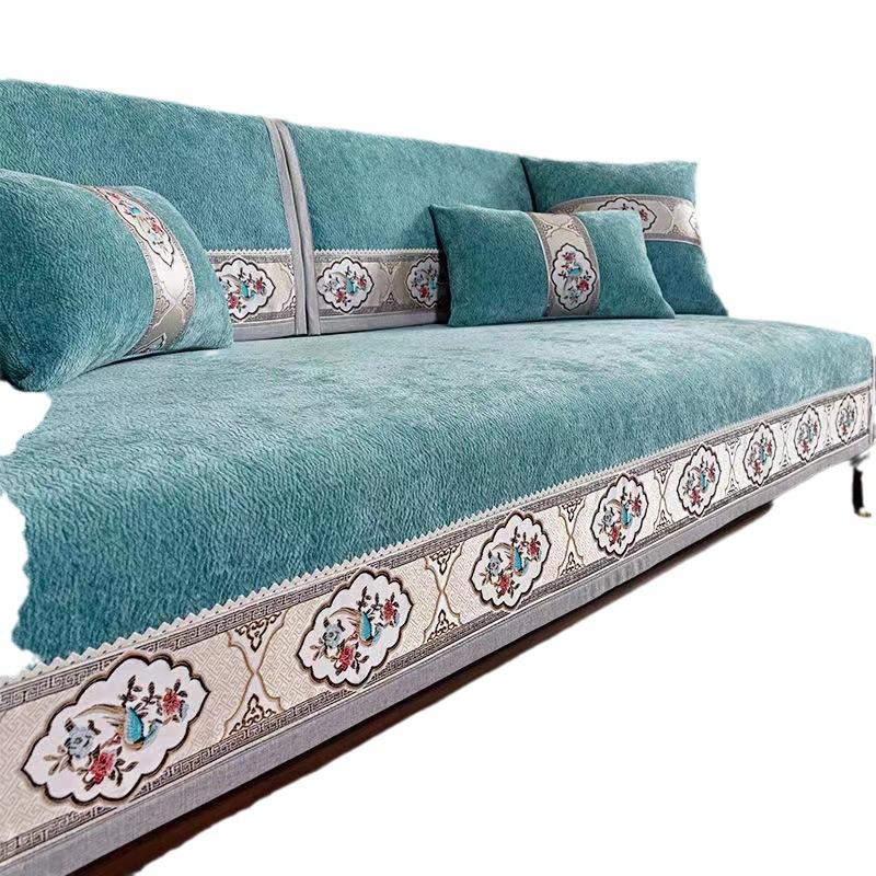 Чехол для дивана с вышивкой «Сорока», однотонный чехол на спинку дивана в китайском стиле, подушка из синели, нескользящий защитный чехол для гостиной