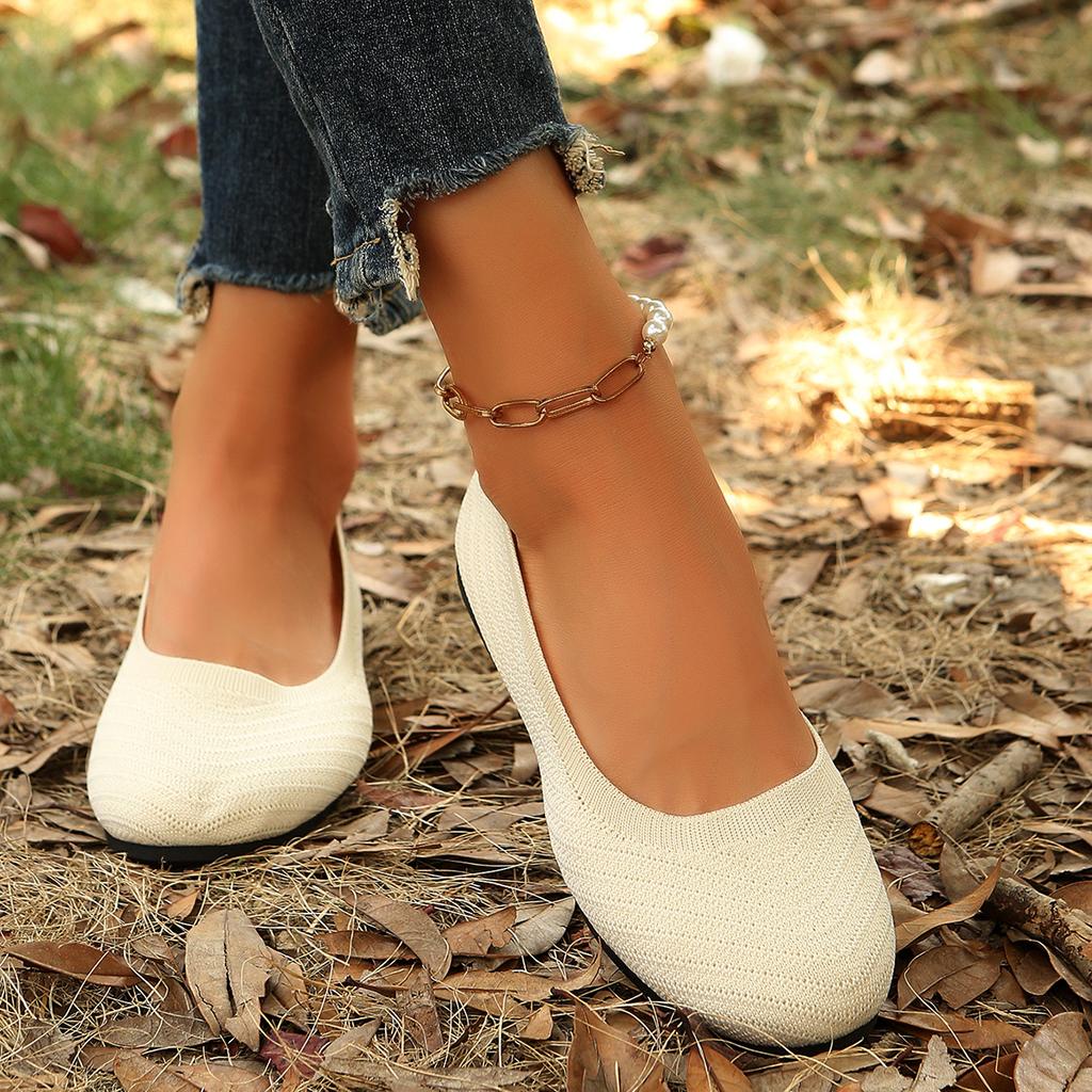 Модная обувь для женщин 2025 больших размеров, слипоны, женские балетки, повседневные балетки, женская обувь с сеткой на мягкой подошве, с неглубоким вырезом и круглым носком