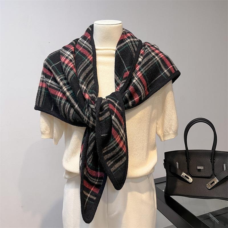 English 100 Wool Scarf Women's Winter Triangle Scarf Style Shawl Warm Scarf Dual-purpose