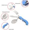 Camping Utensil with Key Ring 4-in-1 Stainless Steel Spoon Knife Fork Bottle Opener Folding Pocket Kit Travel Backpacking Cutlery Multitool