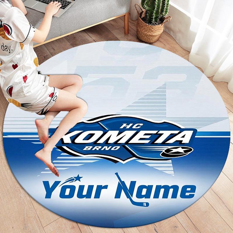 Bear Ice Hockey Team Custom Name Round Area Rug Carpet Rug For Living Room Bedroom Sofa Playroom Decor Nonslip Floor Mat