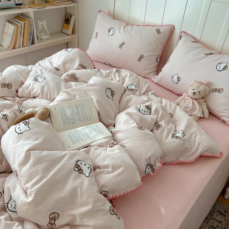 2026 Cartoon Style Embroidered Puffy Cotton Bedding Set