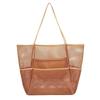 [ideamall] Mesh Beach Bag, Large Capacity, Perfect for Pools, Beaches, and Hot Springs, Stylish Brown Tote
