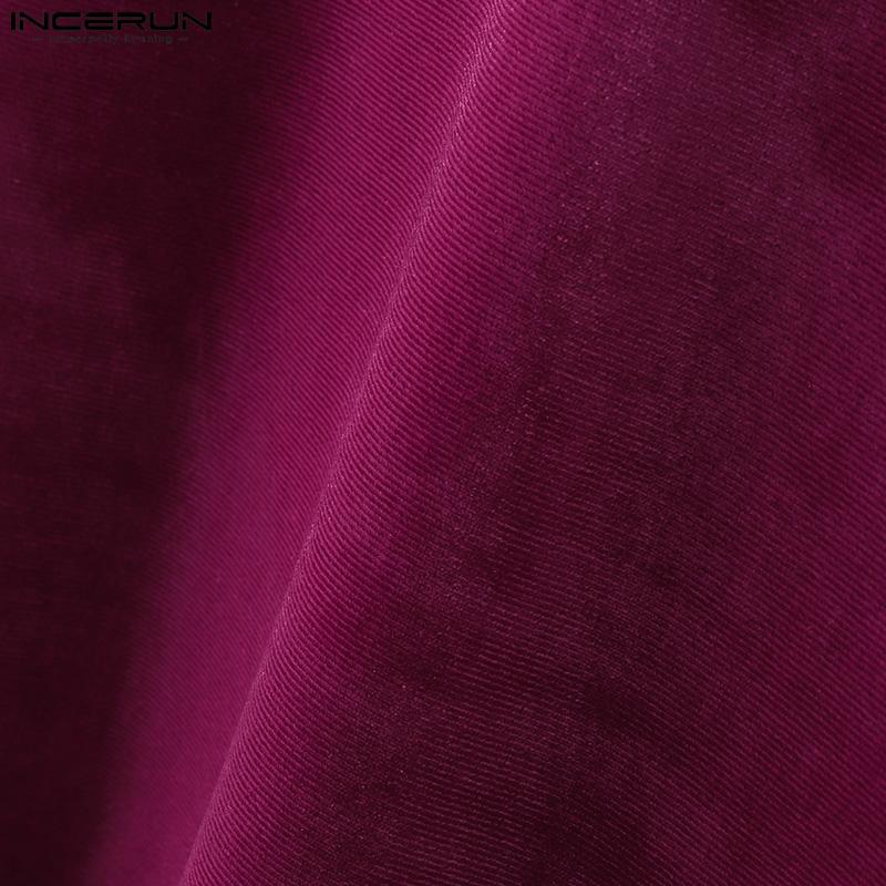 INCERUN Мужские двухцветные комплекты из топов с коротким рукавом и брюк, повседневные костюмы из 2 предметов с шортами из бархата