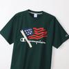 Short Sleeve Round Neck Graphic Logo Print Cotton USA Loose Fit Oversized Short Sleeve Action Style Dark Green M [Champion] T-Shirt T-Shirt C3-X322