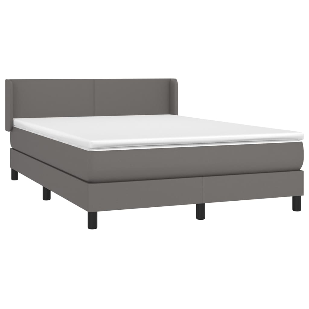 Vidaxl Континентальная кровать с матрасом, серая, экокожа 140x200 см
