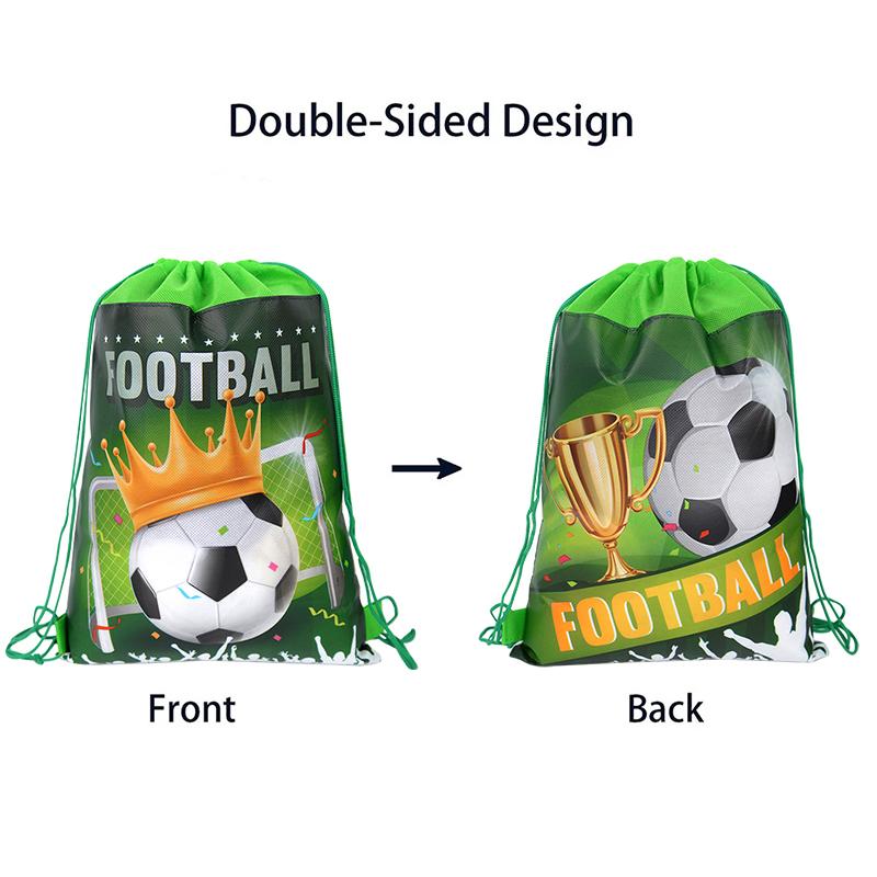 1-20Pcs Football Theme Gift Bags Non-woven Soccer Drawstring Goodie Bag Backpack Kids Sport Birthday Party Favors Decor Supplies
