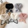 Fashion Thicken Windproof Plush Scarfs Neckerchief Warm Bib Cross Scarf
