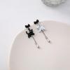 Silver Needle Asymmetrical Cartoon Cat Bowknot Earrings - Cute, Sweet Japanese & Korean Design