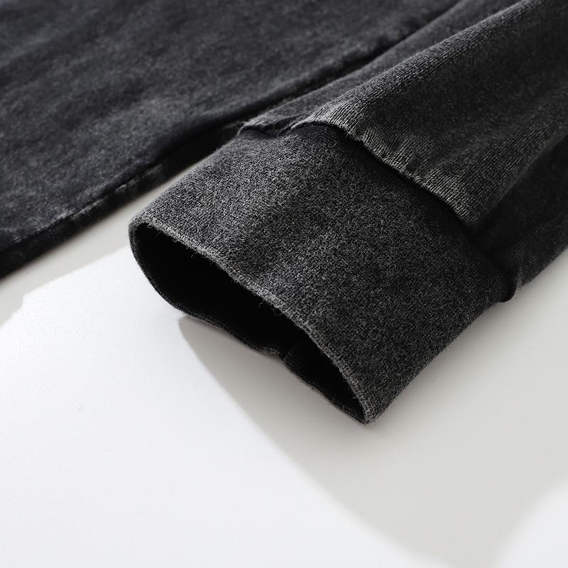 Футболка уличная с рисунком с обеих сторон, черная, стираная, хлопковая, унисекс, большого размера, с длинными рукавами