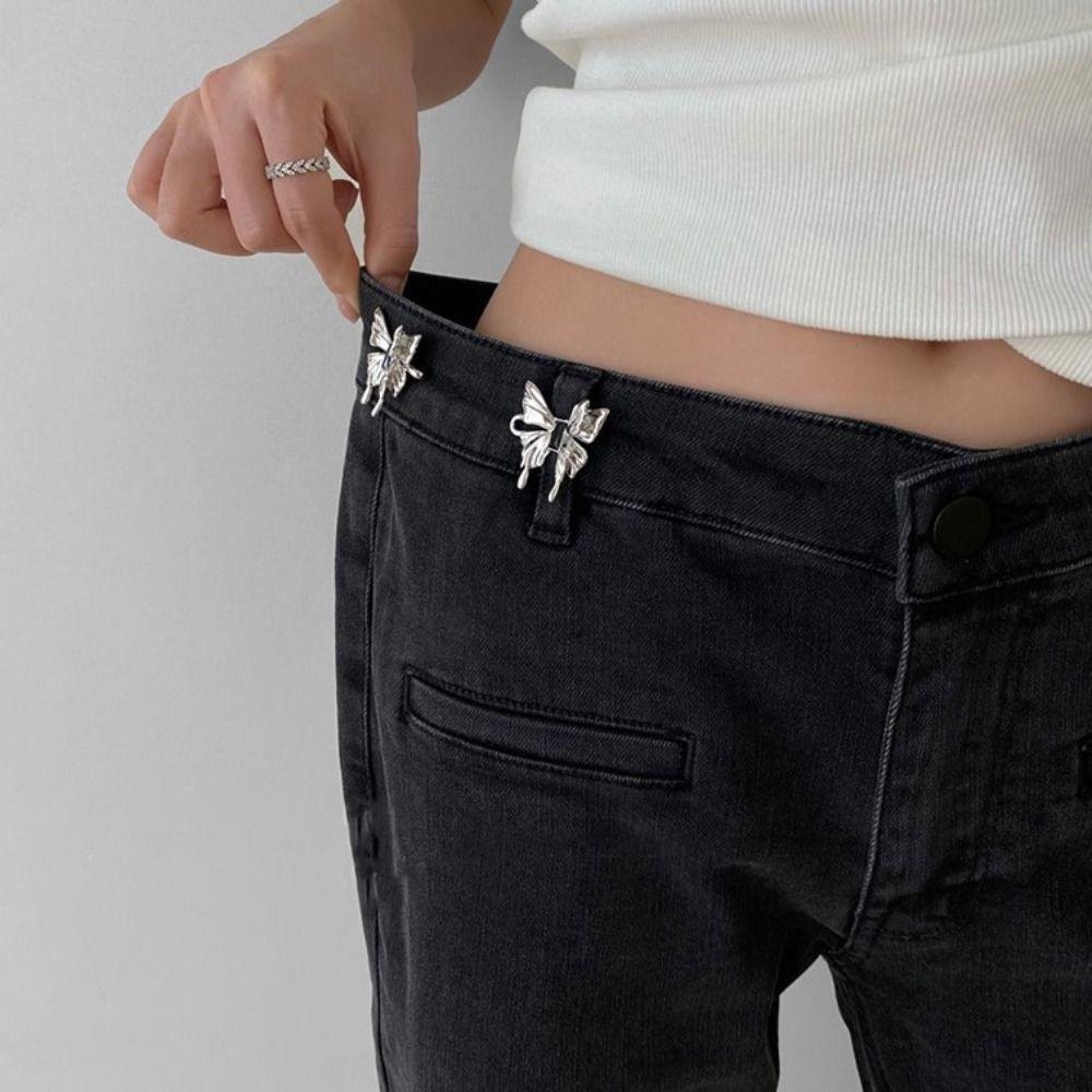 Waistband Jean Buttons for Loose Jeans Y2K Butterfly Pants Button Tightener Women