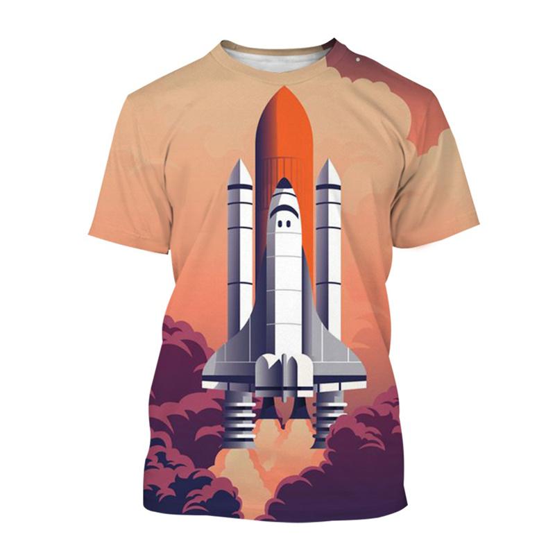 Футболка с принтом космического челнока 3D для мужчин, футболка с графическим принтом ракеты и скафандра, летние уличные детские футболки с короткими рукавами