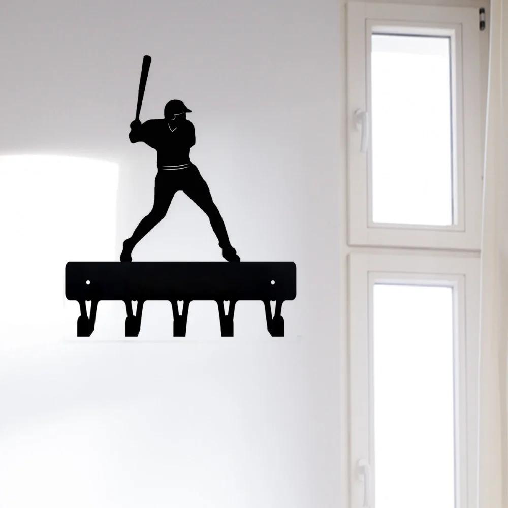 1pc Baseball Batter Sport - Key Hooks Holder Wide Metal Wall Art Iron Crafts, Wall Hanging,Coat Rack Storage Organizer