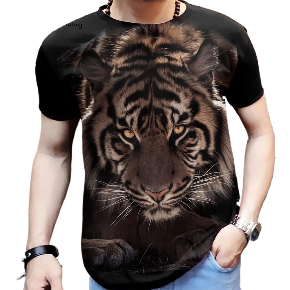 Мужская футболка с 3d принтом тигра, футболки, топы, модная мужская футболка с рисунком животного, уличная одежда большого размера, модная одежда с круглым вырезом