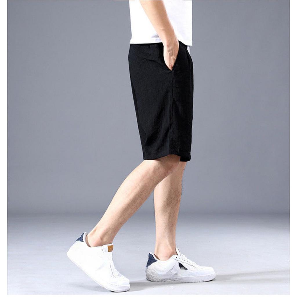 Короткие брюки Ice Silk для мужчин, повседневные шорты для мужчин, модная мужская одежда для активного отдыха, свободный летний стиль Five Quarter, большие шорты