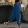 Women's Fashion Cotton Linen Solid Color Casual Daily Side Pockets Leg Hollow Button Trousers
