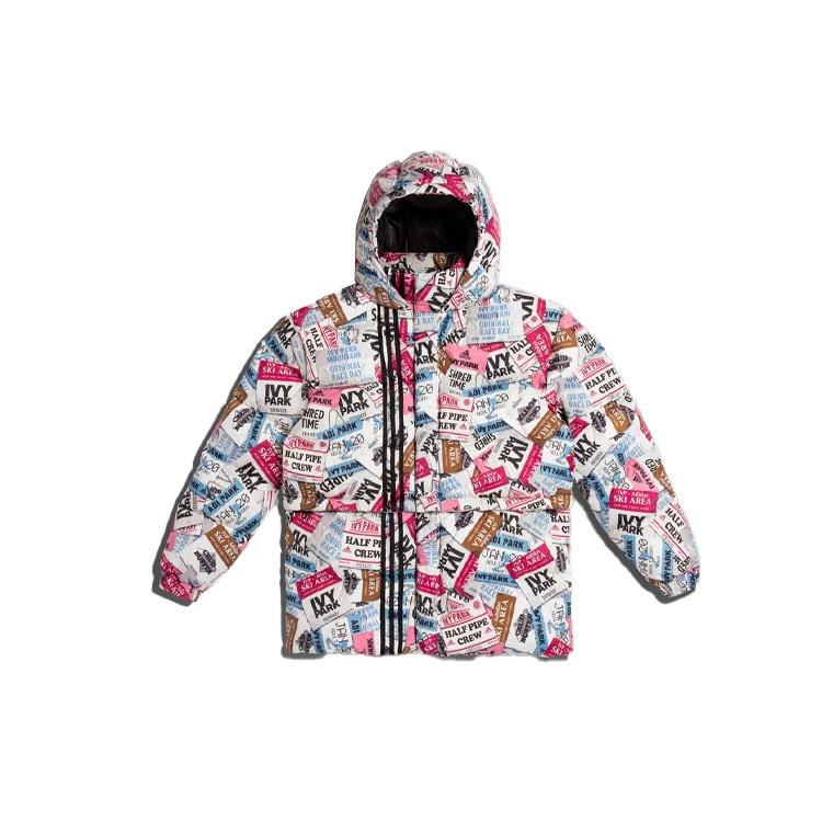 adidas Оригиналы x Ivy Park Спортивная пуховая куртка с капюшоном, принтом из букв, унисекс, цветочная H18992