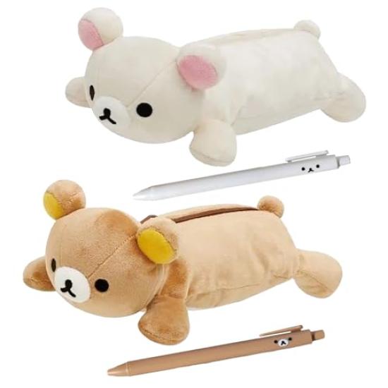 Lila Plush Bear Pencil Case with Korila Fluffy and Cute Pencil Case with Storage Large School Christmas Unisex Pen, Stationery, Goods, Bag, Capacity,