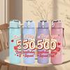 1PC Las Vegas 50th Birthday Party 750ml Color Plastic Sports Water Bottle Leakproof Flip Straw Lid Suitable for Sports Office Home Use