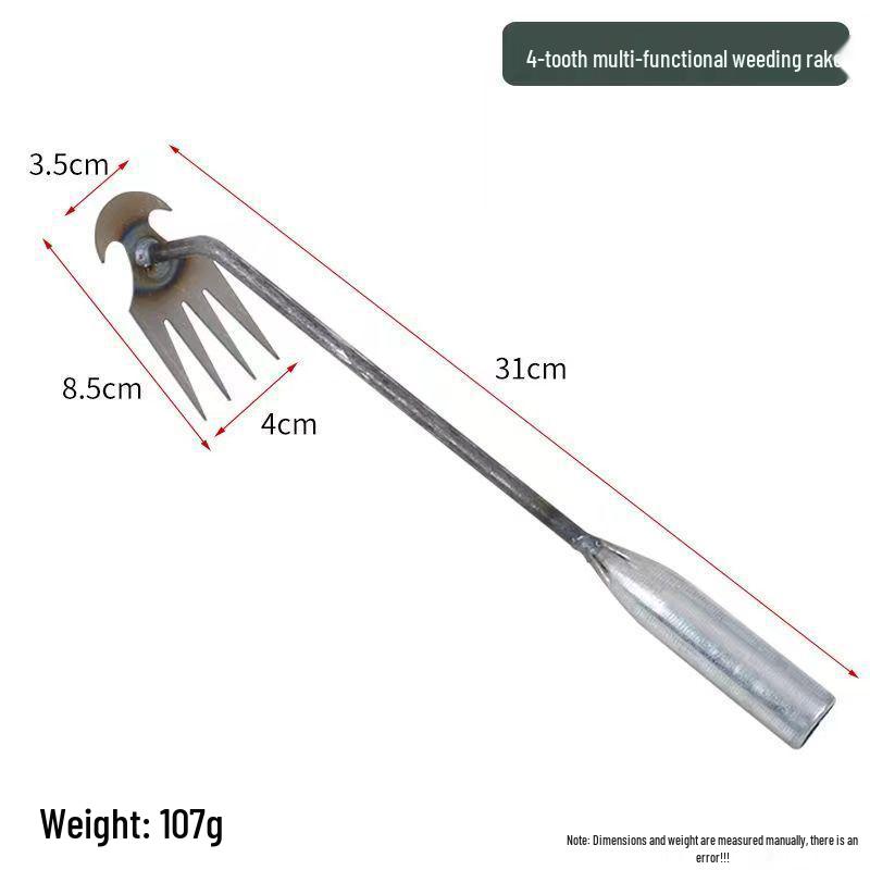 Dual-Use Steel Gardening Rake and Hoe with Saw Blade for Weeding and Root Pulling