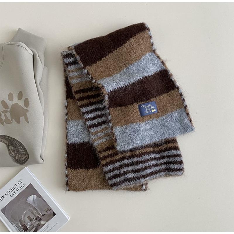 Fashion Versatile Color Matching Scarf Comfortable, Warm and Breathable Wool Striped Color Scarf Autumn and Winter Cold Scarf