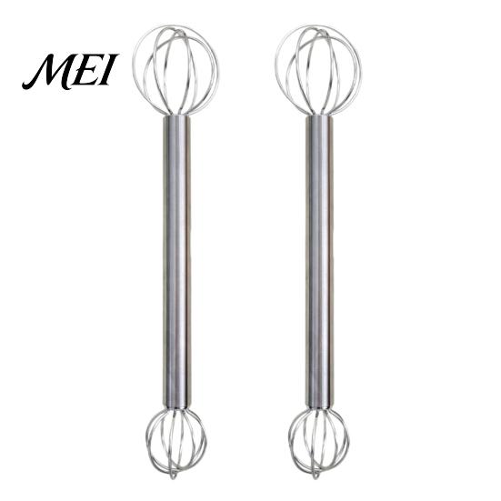 Soup Flavor Mixer Double Head Whisk, Stainless Steel Mixing Muddler, Handheld Blender Miso Dissolver Spoon for Paste Cream Eggs, Easy Clean