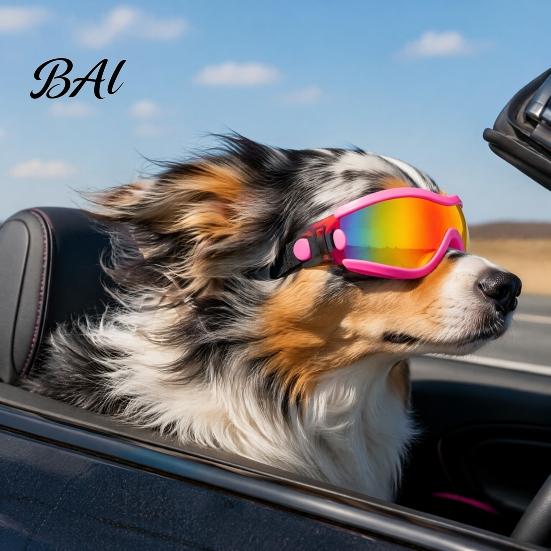 Durable Polycarbonate Lens Dog Glasses Goggles, UV Protection Sunglasses with Adjustable Straps, Stylish Pet Skiing Gear for Dogs Shades, Windproof