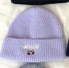 Cute embroidered cherry knitted hat for children to keep warm in autumn and winter, thickened for students to show their faces, small ear protectors,