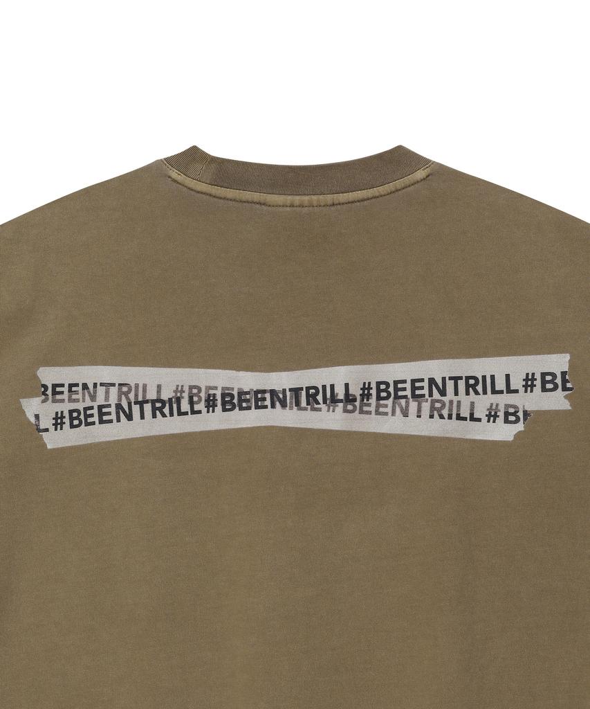 BEENTRILL Винтажная футболка с коротким рукавом, окрашенная маскировочной лентой (коричневый)
