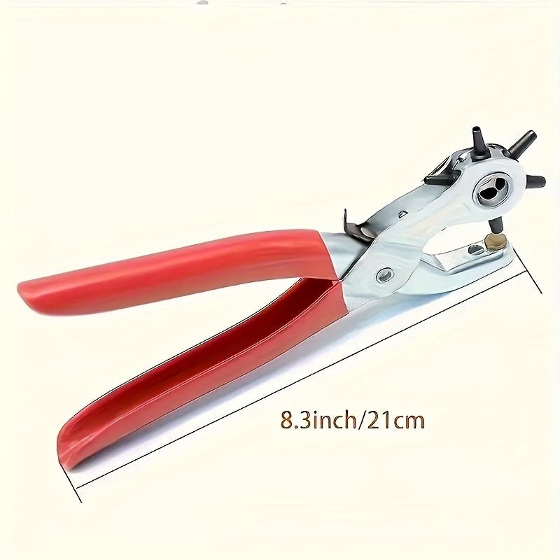 Revolving Leather Hole Punch Plier Multi-Size Puncher Tool for Belts, Watch Bands, Straps, Eyelets - Comfort Grip Handle